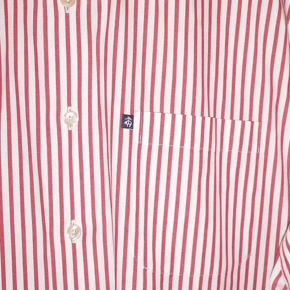 Brooks Brothers men's size L cotton button up shirt w front pocket logo - Picture 3 of 9